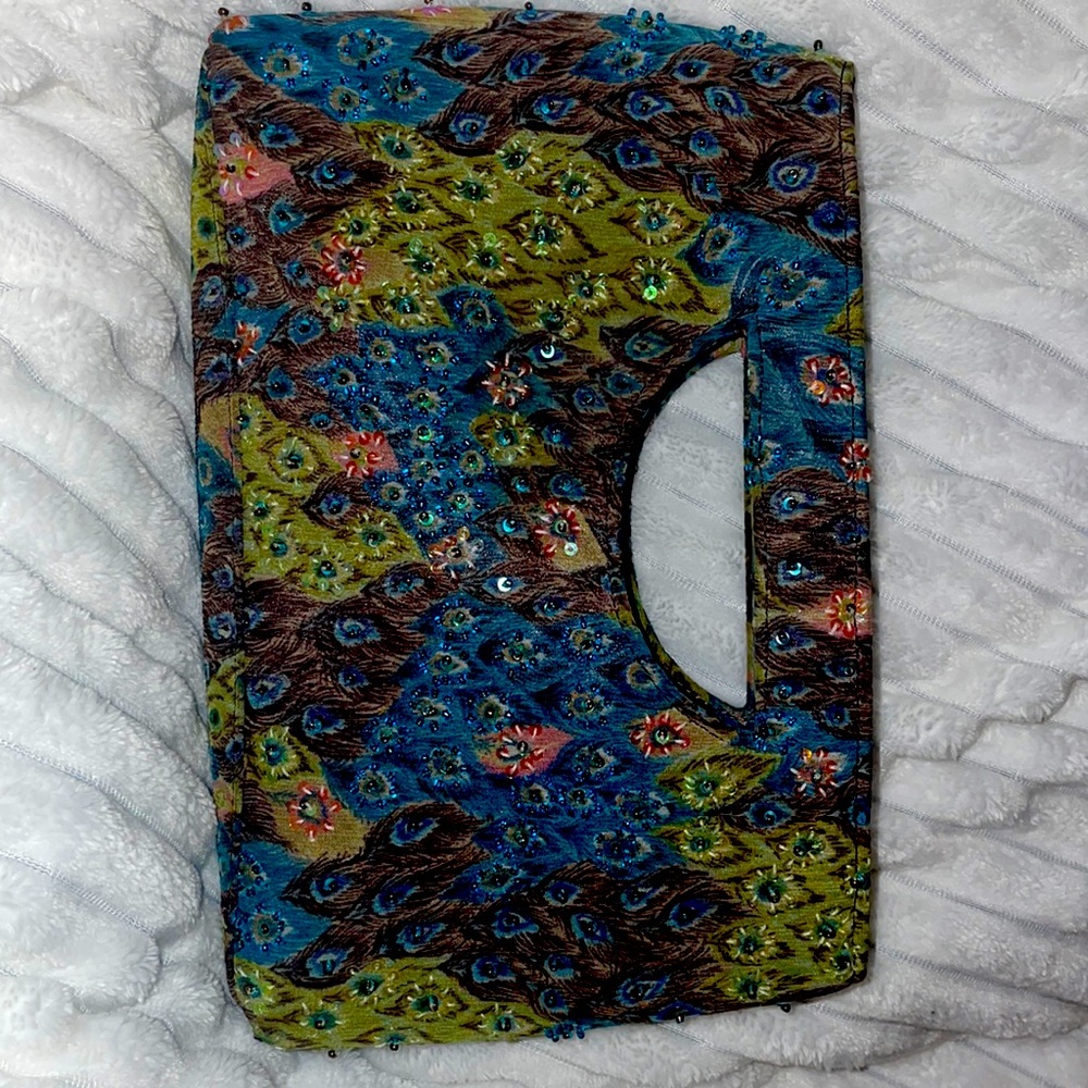 Clutch Purse.Vintage.From Limited. 7 X 5. Perfect condition. Peacock design.